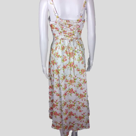 A-line Floral Print Milkmaid Flowy Dress - Picture 2 of 4